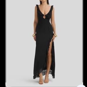 Runaway The Label Black Maxi Dress with Ruffle Detail Size M new with tags